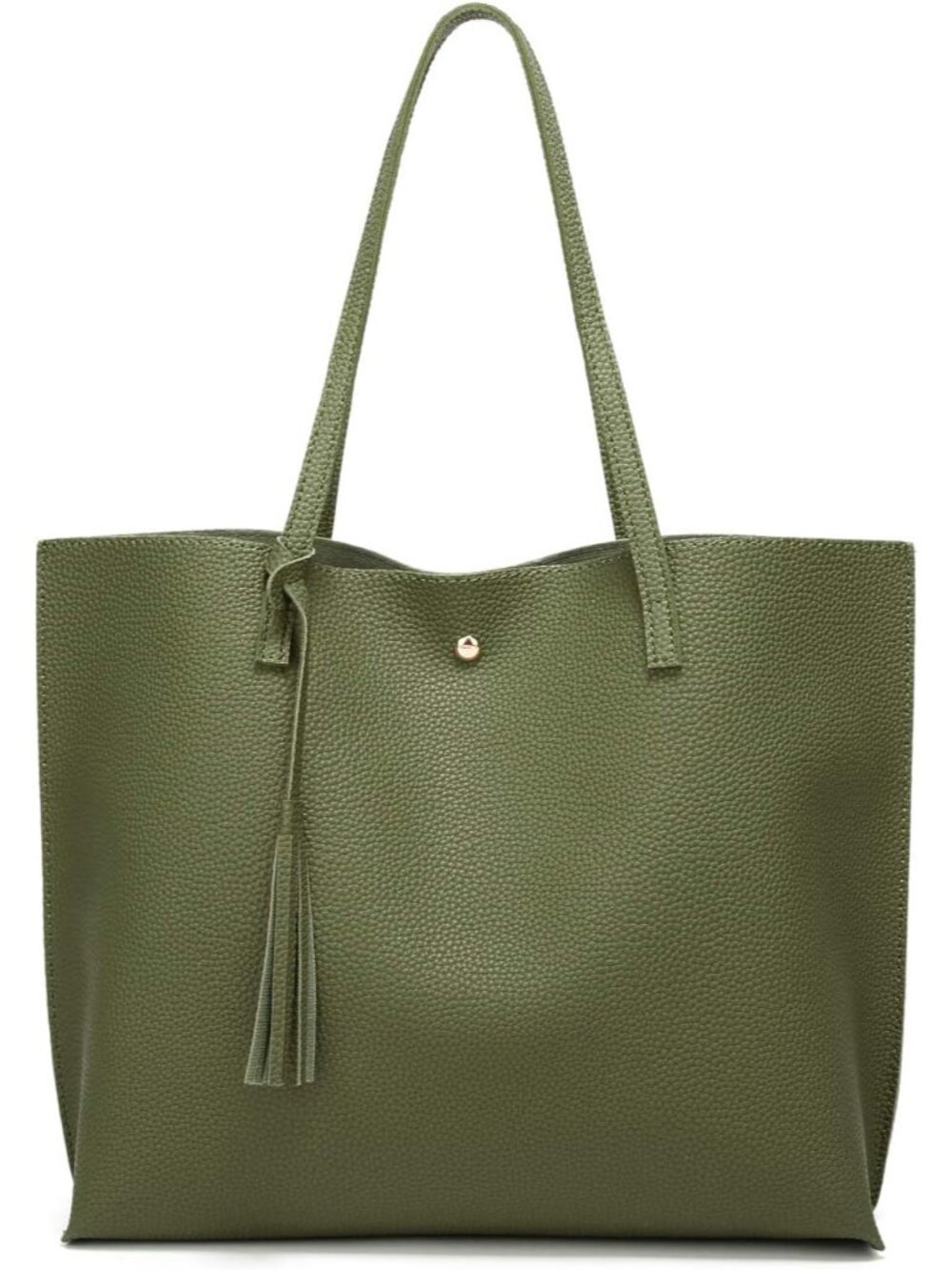 Women's Soft Faux Leather Tote Shoulder Bag from, Big Capacity Tassel Handbag